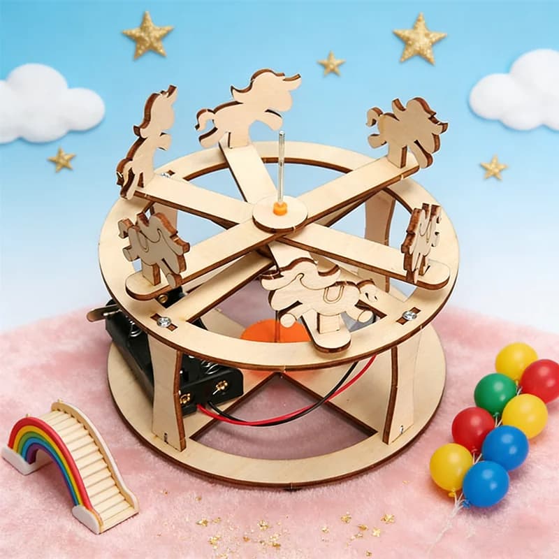 HUAHUMantieni il tuo set di giocattoli educativi con carosello con puzzle in legno 3D e kit di progetti scientifici fai-da-teHUAHUA