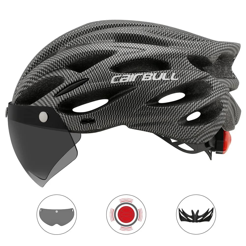 Portable Helmet Cairbull Road Mountain Bike Riding Helmet Helmet With Lens And Brim Taillight Riding Helmet Riding Equipment