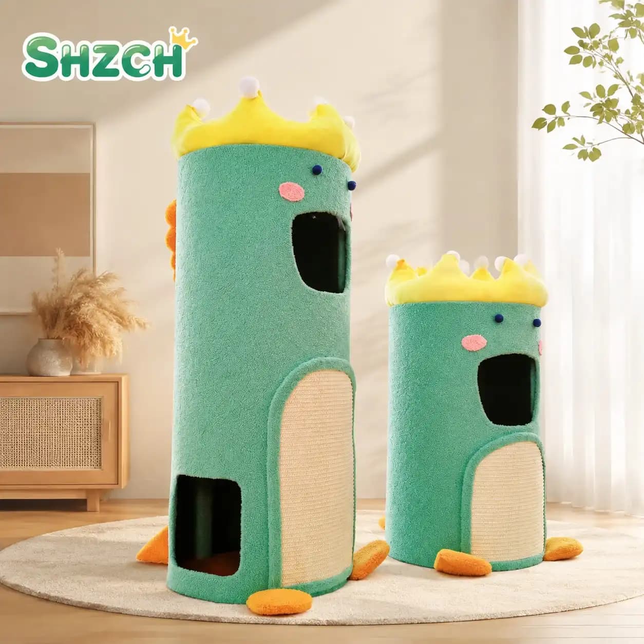 ‌Premium Sisal Cat Tree House - 2 Level Cat Condo with Bed, Space Efficient Pet Climbing Frame for Studio Flat, Year Round Use