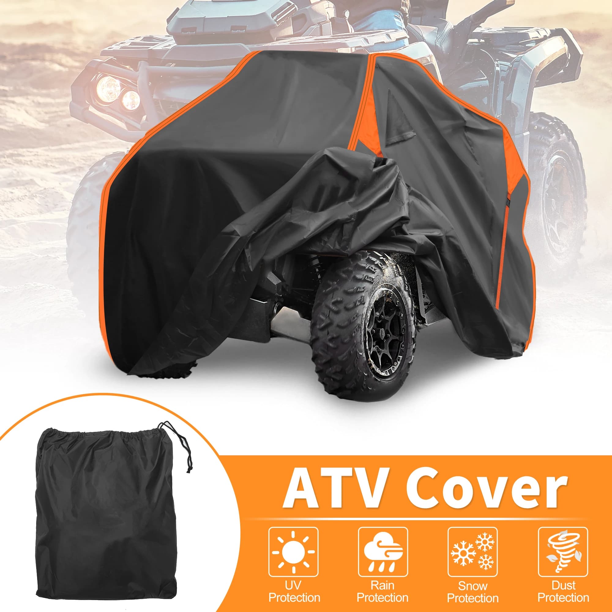 UXCELL ATV Cover for Polaris Sportsman 850/XP 1000/X MR Waterproof 4 Wheeler Quad Cover Outdoor Protection 210D-PU 224x127x131cm