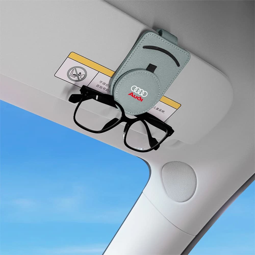 Magnetic Car Auto Sun Visor Glasses Box Sunglasses Clip Leather Card Case Eyeglasses Holder for AUDI SLINE Q3 Q4 Q5 A6 A7 A4 A5