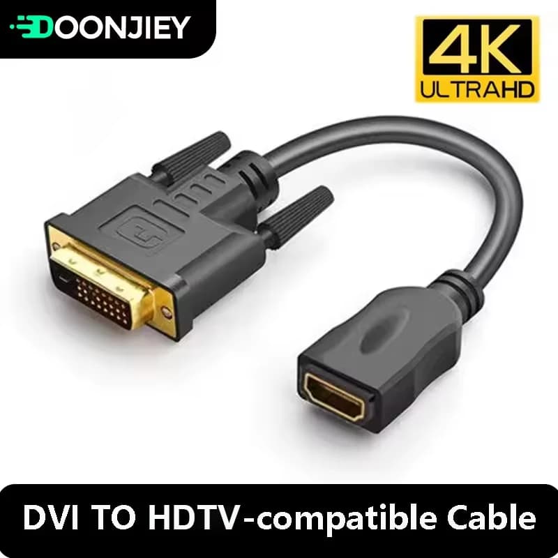 DVI-D 24 + 1 dual-directional HDTV converter cable from female to DVI compatible HDMI 4K compatible male for LCD monitor HDTV DVD