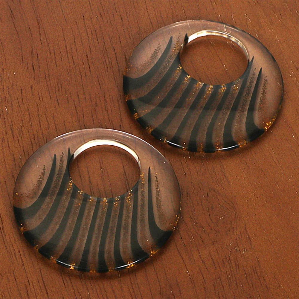 2 pezzi 38 mm a strisce rotonde in resina ciambella orecchini fai da te pendenti ornamenti a pendolo per accessori per la creazione di gioielli