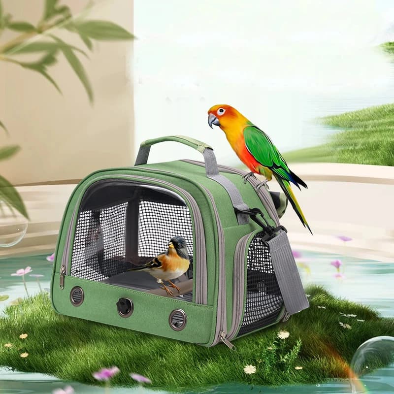Pet Bird Carrier Bag Outdoor Portable One Shoulder Breathable Birdcage Perch Platform Parrot Cage Bird Supplies For Parakeet