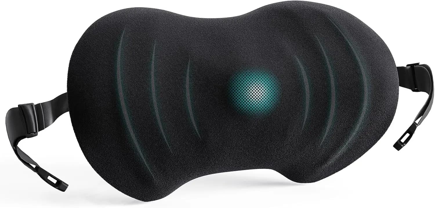 Cuscino di supporto lombare, cuscino ergonomico per sedia da ufficio con cinghie regolabili e fodera traspirante rimovibile, cuscino lombare in memory foam per auto, cuscino di supporto per schiena per auto, ufficio, letto, A-Nero