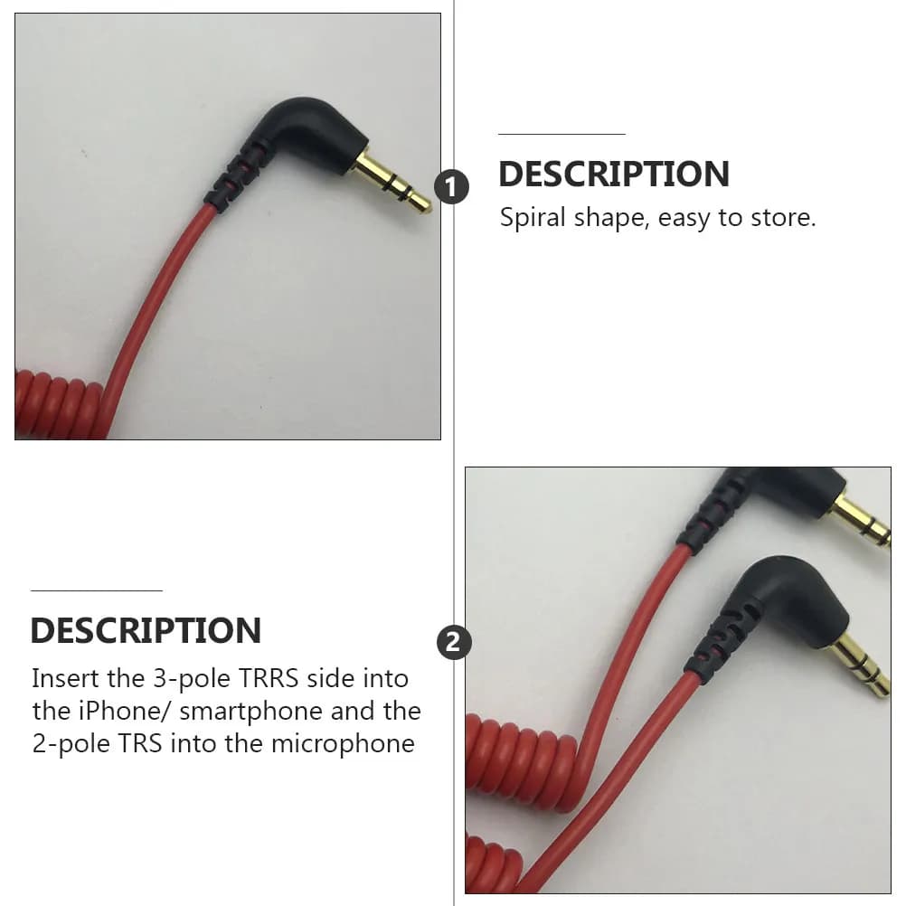 Cavo Convertitore Audio 0,5m da 3,5mm TRS a TRRS a Spirale, Adattatore per Microfono per Smartphone, Tablet, PC, Microfono Esterno