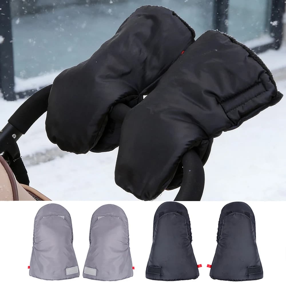 Guanti da passeggino invernali caldi Guanti da esterno antivento in lana di agnello spessa Guanti da carrello per passeggino Accessori per passeggino