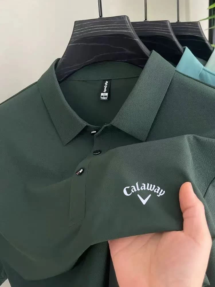 Men's High-End Brand Golf Logo Polo Shirt T-Shirt, Summer Cool and Breathable, Business Casual Outdoor Sports Short-Sleeve Top