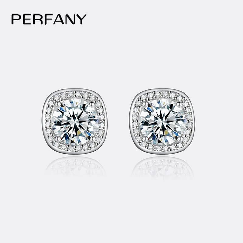 PERFANY 0.5-2CT Orecchini Moissanite per le donne S925 Orecchini quadrati in argento puro Lab Diamond Wedding Gioielli di lusso