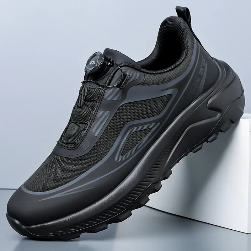 Men New Rotary Buckle Breathable Mesh Sneakers, Lightweight Soft Sole Shock Absorbing Outdoor Casual Running Shoes