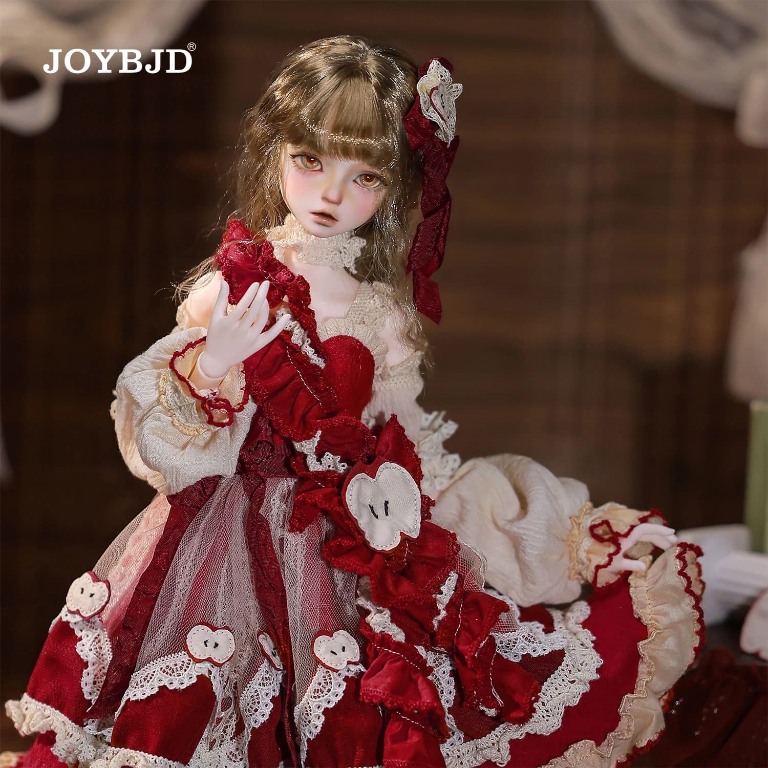 Joybjd 1/4 Isabella Fullset C BJD Doll with Muxi Body Fantasy Flower Fairy Under The Apple Tree with Red Exquisite Puff Sleeves