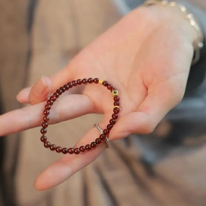 Simulation Garnet Stackable Beaded Bracelets For Women Light Luxury And Minimalism Daily Jewelry Gift