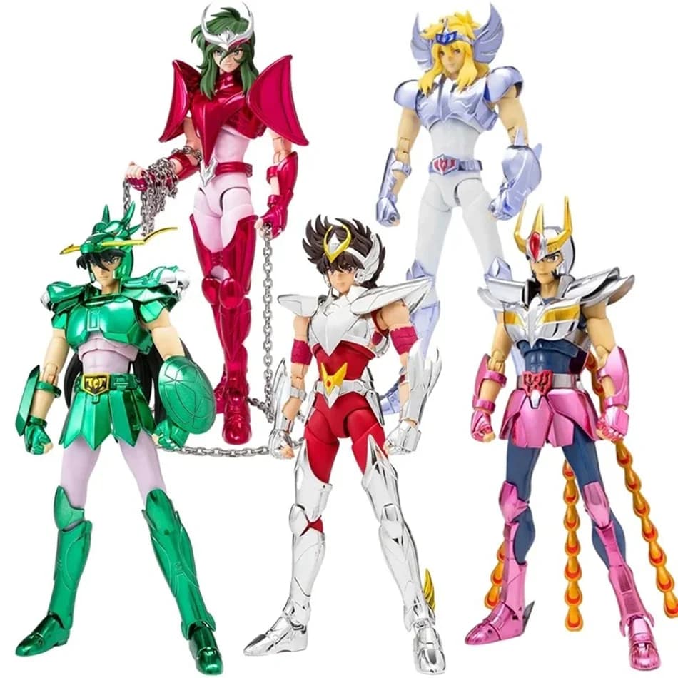 In Magazzino Figura Anime Phoenix Ikki Hyoga Seiya Shiryu In Piedi Armatura Modello Giocattoli Per Bambini Scatola di PVC Desktop Collezione di Giocattoli