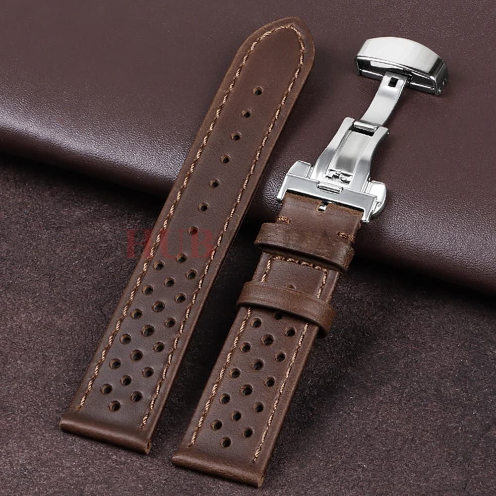 18mm 20mm 22mm wax strap opaque oil strap for bovine leather watch breathable butterfly buckle for men women accessories for universal bracelet