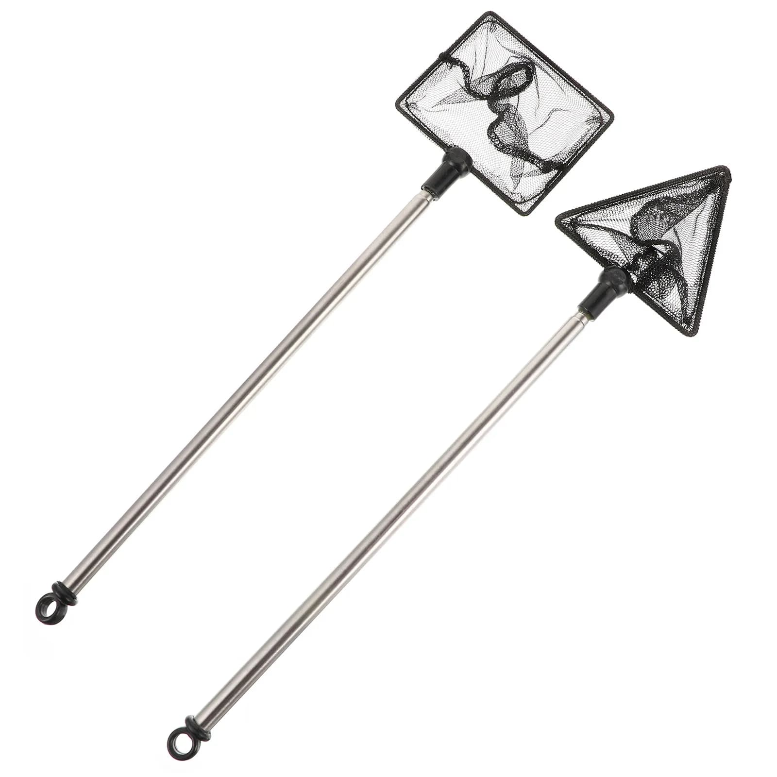 Set di 2 Reti da Pesca Telescopiche in Acciaio Inox, Retrattili per Catturare e Rilasciare Pesci Piccoli, Pulizia di Foglie e Detriti nell'Acquario