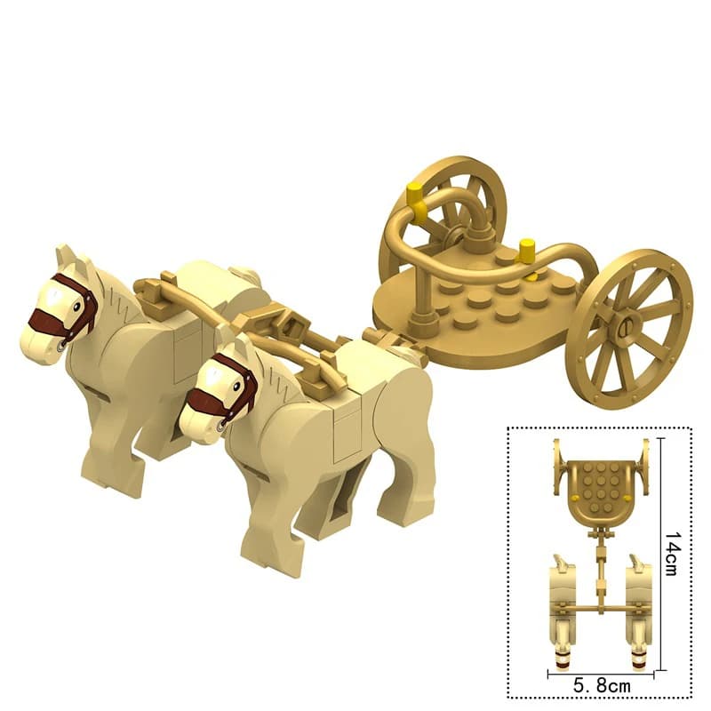 Modello di Carrozza dell'Antico Egitto MOC, Blocchi da Costruzione, Accessori, Carro da Trasporto, Mattoncini, Giocattoli, Regalo per Bambini