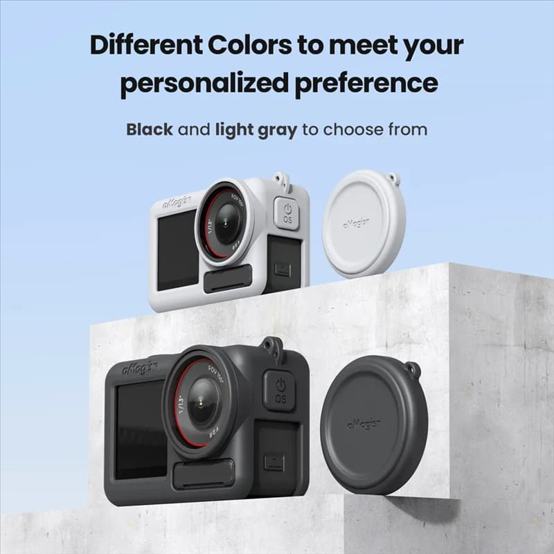 New-Amagisn Custodia protettiva in silicone con copriobiettivo Copertura protettiva Accessorio per action camera per DJI Omso Action 5 Pro