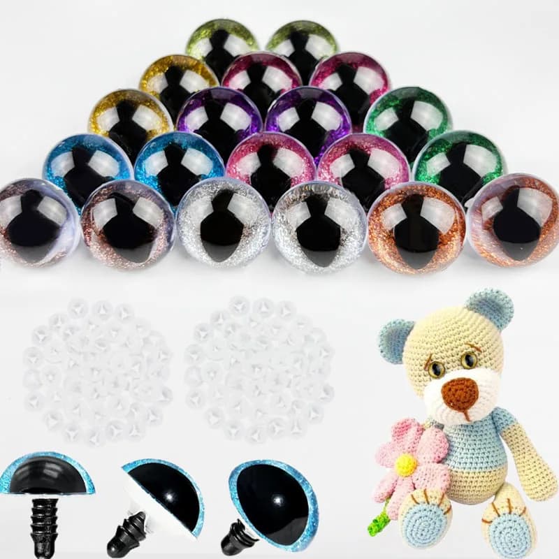 20-Pack of Flashing Safety Eyes, Cat Eyes, Vertical Eyes, Plastic Toy Eyes for Stuffed Animals, Flat Back with Washers, Suitable for Dolls, Plush Toys, DIY Craft Materials, Holiday Decorations