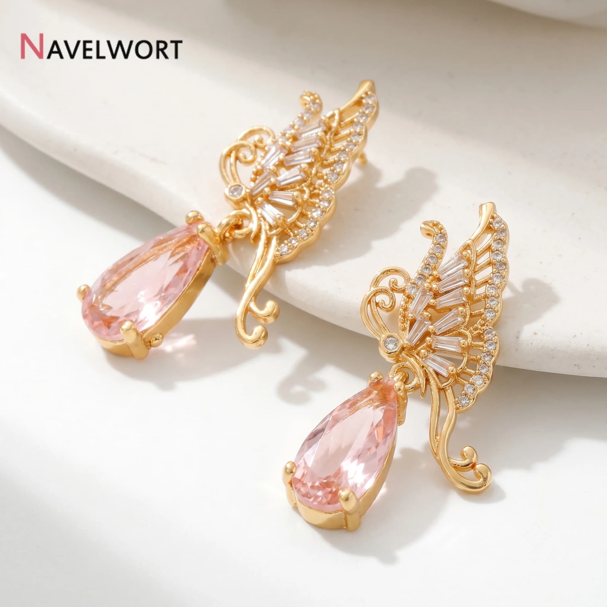 18K Gold Plated Brass With Zircon Hollow Butterfly Pendants,For Fashion Necklace Making Accessories,DIY Jewelry Making Materials