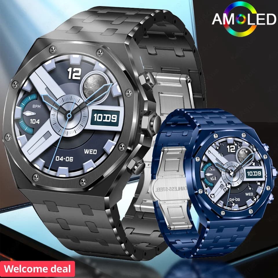 New Smartwatch for Men with Full Touch Screen, Compass, Bluetooth Calls, Flashlight, Sports Functions, Cardiaca Frequency Monitoring, Waterproof