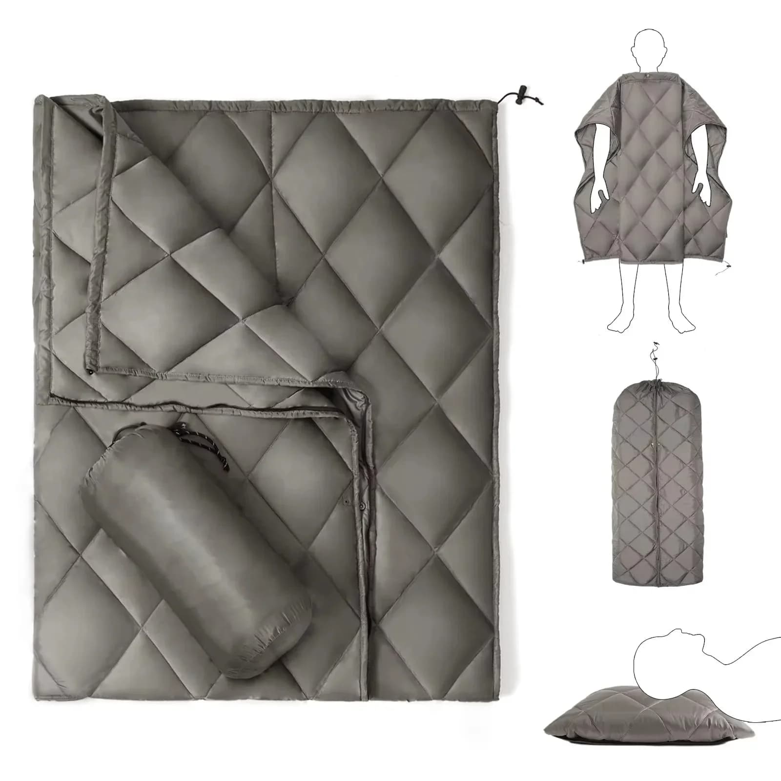 4-in-1 Multifunctional Cover for Exterior: Quilted, Waterproof and Portable – It also works as Pear Bag and Wearable Scarf for Camping