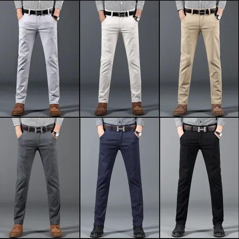 6 Colors New Men's Stretch Cotton Slim Casual Pants Classic Business Fashion Elastic Comfortable Trousers Male Clothes