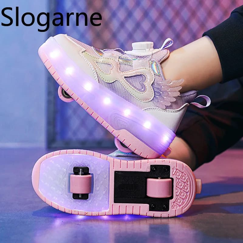 Children New Roller Sneaker Girls 2 Wheels Roller Skates Shoes with LED Light Boys Runaway Shoes GYM Footwear Men Running Shoes