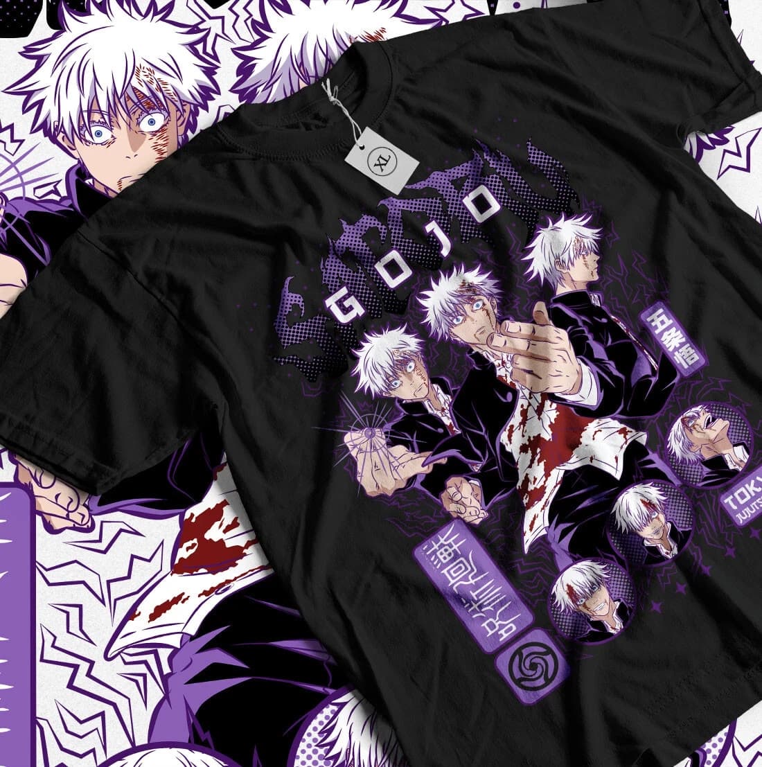 T-shirt per Bambini in Puro Cotone con Stampa Anime Jujutsu Kaisen Satoru Gojo, Modello Ampio a Maniche Corte, Collezione Estiva 2026, Stile Casual Unisex Y2K