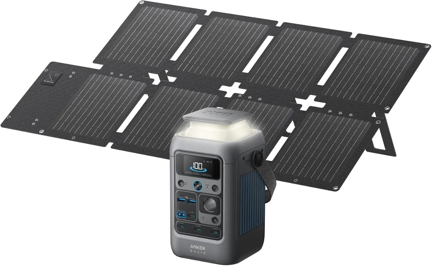 Stazione di Alimentazione Portatile SOLIX C300 DC e Pannello Solare da 60W, Batteria LiFePO4 da 288Wh, Generatore Solare da 300W