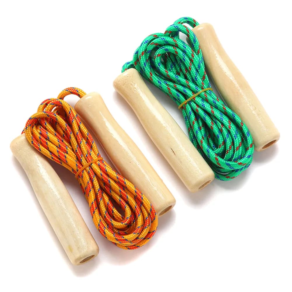 2.5 m Jumping Corda with Wooden Handle Jumping Corda for Kids Jumping Adjustable Cotton Jumping for Students Fitness Training Sports Game