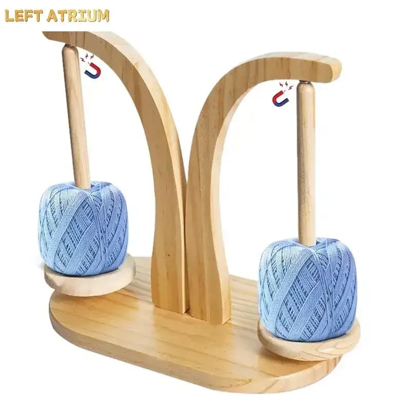 Hot Magnetic Double Yarn Holder Spinner Rotating Pendulum Knitting Stand Wooden Crochet Yarn Spindle Sewing Tool