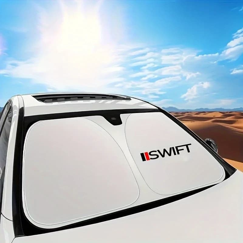 Il parasole sul parabrezza anteriore dell'auto Suzuki SWIFT blocca i raggi ultravioletti e protegge dalla luce nociva.