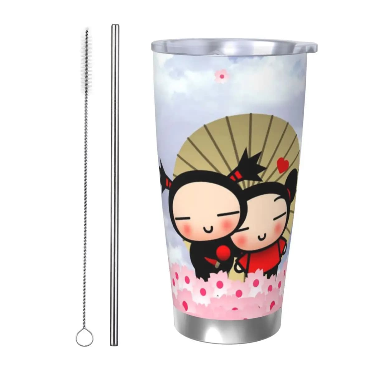 Cute Cartoon Pucca 20oz Stainless Steel Insulated Thermal Coffee Car Cup Cold Hot Mugs Vacuum Flask