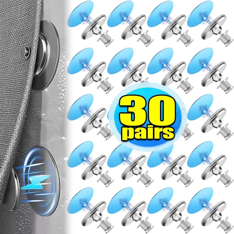 Clip Magnetiche per Tende 17/20/25mm, Ganci in Metallo Autoadesivi, Fibbie Magnetiche da Parete per Tende da Doccia, Chiusure Staccabili