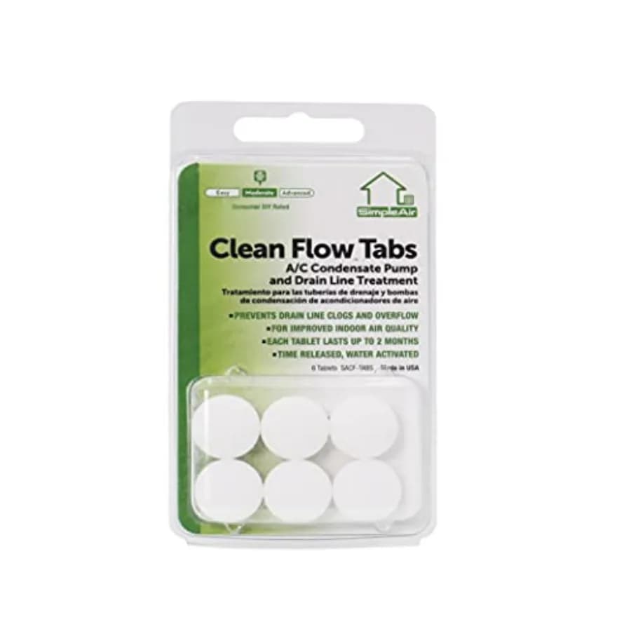 SACF Drain Line Clean Flow Tabs, for AC Units, HVAC Systems, Dehumidifiers, Condensate Drain Line Applications, 6 Count