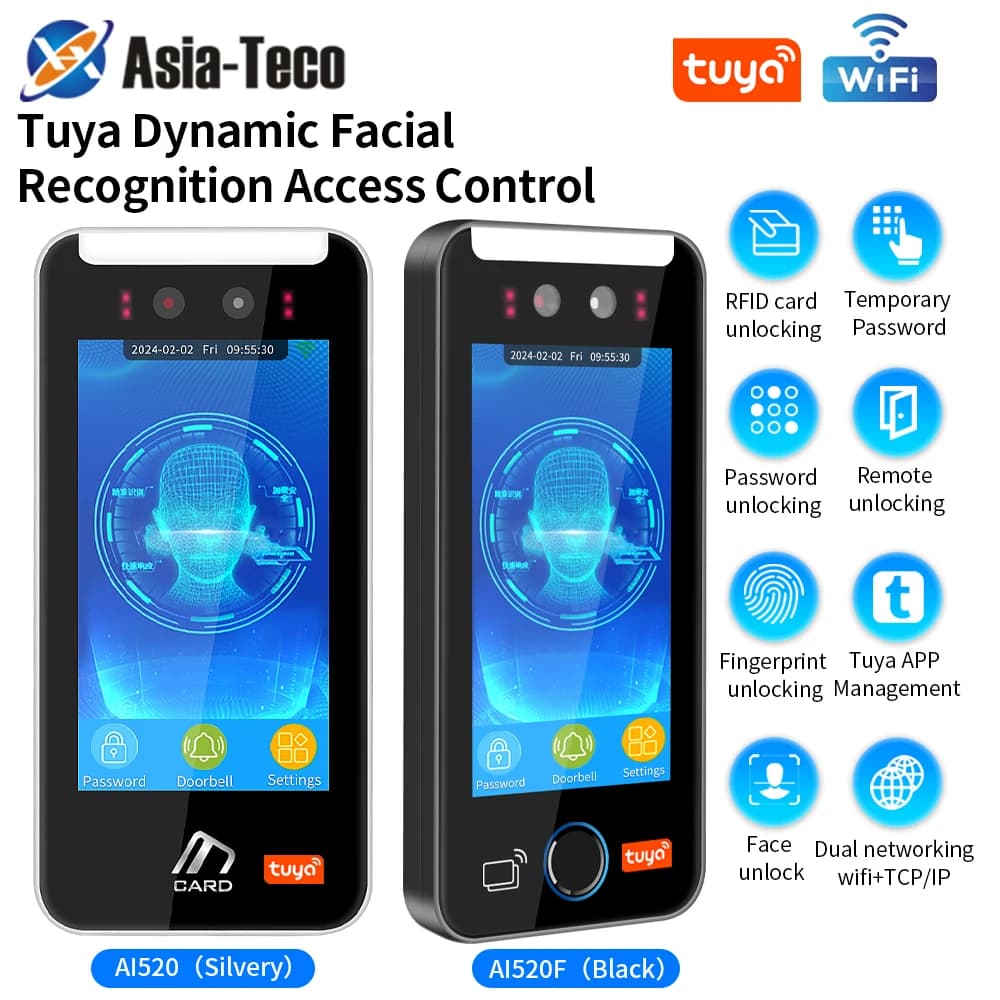Citofono Biometrico Tuya Smart: Schermo Touch HD da 7 Pollici, Wi-Fi, Accesso Tramite Riconoscimento Facciale/Password, Telecamera Esterna Impermeabile, API Gratuita