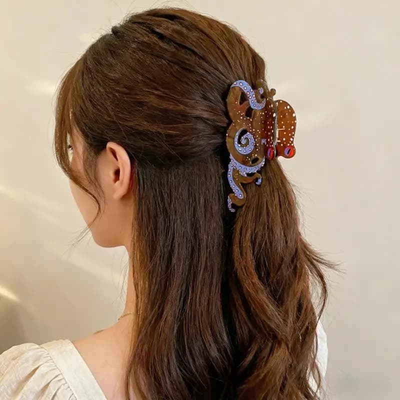 【IIOO】1Pcs Fun Marine Animal Hair Clip Creative Design Grab Clip Personalized Woven Hair Grab New Octopus Shark Clip