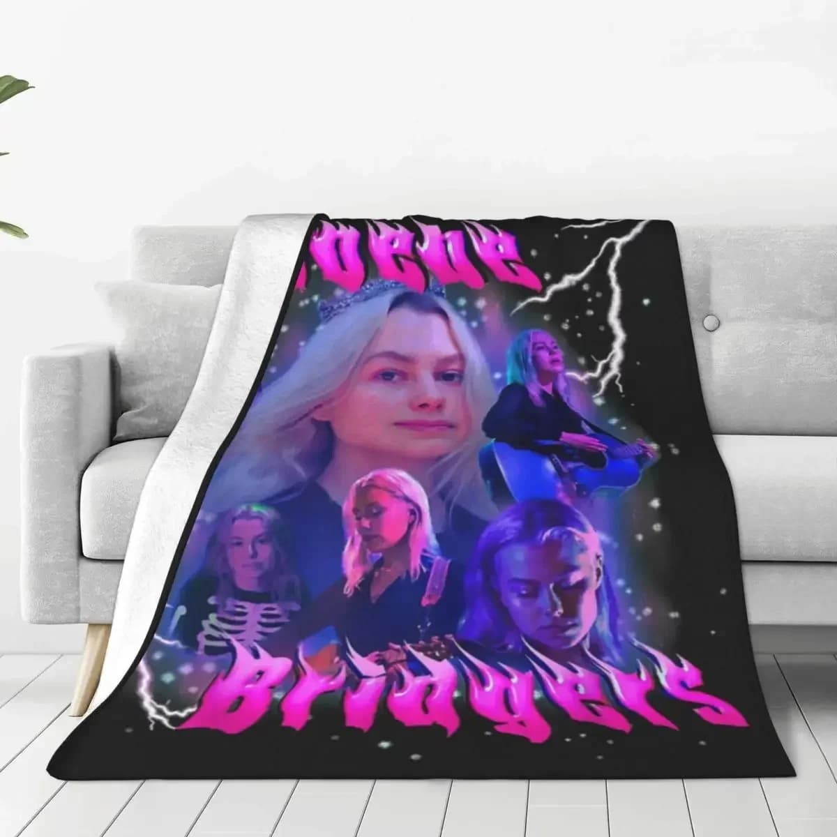Coperte di Phoebe Bridgers, cantante americana, coperte viola in flanella per campeggio, morbide e calde, per soggiorno, copriletto personalizzato, regalo