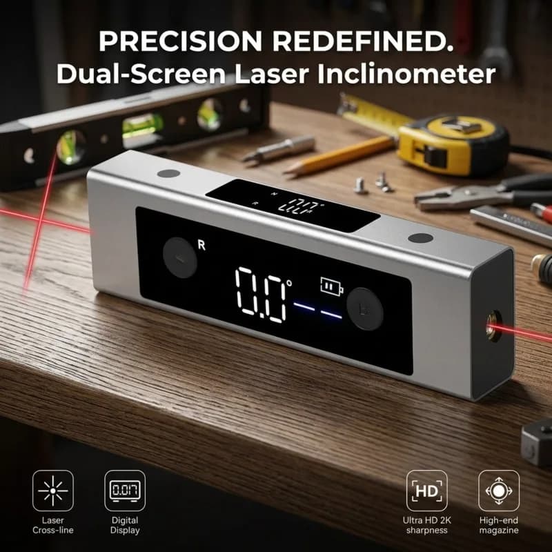 Digital Display Multi-Function Dual Laser Angle Projector Inclinometer Small Portable Level