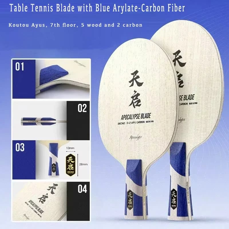 Blue Carbon Outdoor Ping Pong Blade Bottom Plate for 7 Layer Carbon Fiber Offensive Ping Pong Rack Long Sleeve With Box