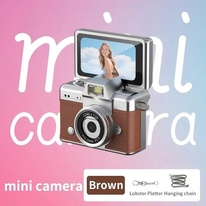 Mini digital camera with tipping screen, 1,47 inch HD display, 200 mAh battery, supports photo shooting and video recording, HD 1080P lens