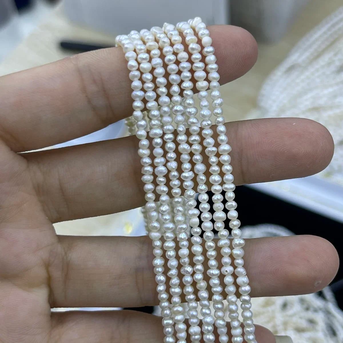 Natural Freshwater Pearl 2-2.5mm AA Fine Sandwiches Round Beads Jewelry Create DIY Necklace Accessories Bracelet Gift Women Wedding