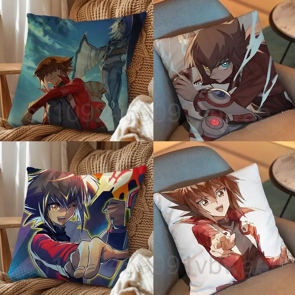 Jaden Yuki Yugioh gx Pillow Case Anti-dustmite Pillowcase Invisible zipper silky short plush Sofa cushion cover