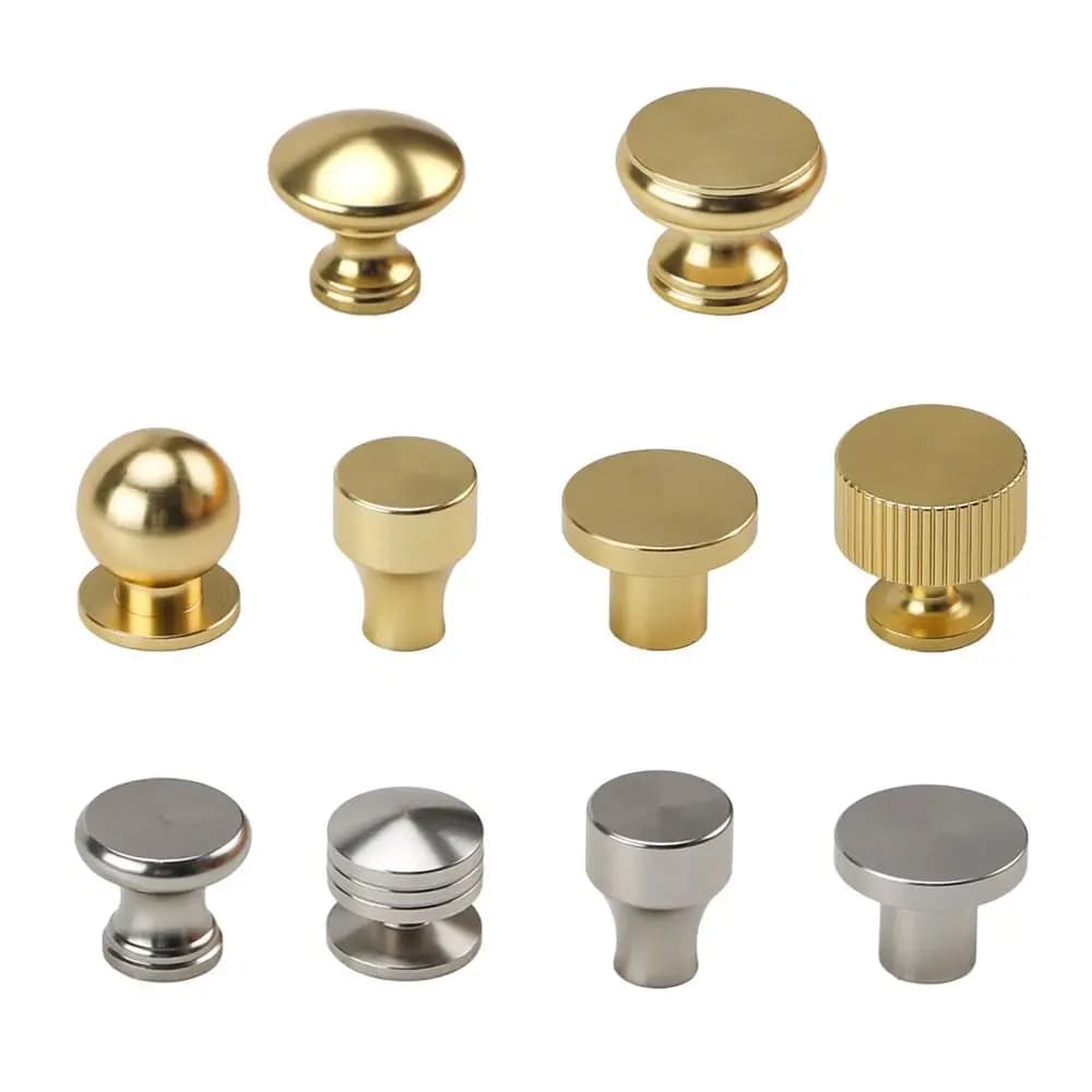 Manopola per cassetto dell'armadio zigrinata semplice da 1 pezzo Manopola per armadio rotonda con design a foro singolo Maniglia per porta portatile dorata per la casa