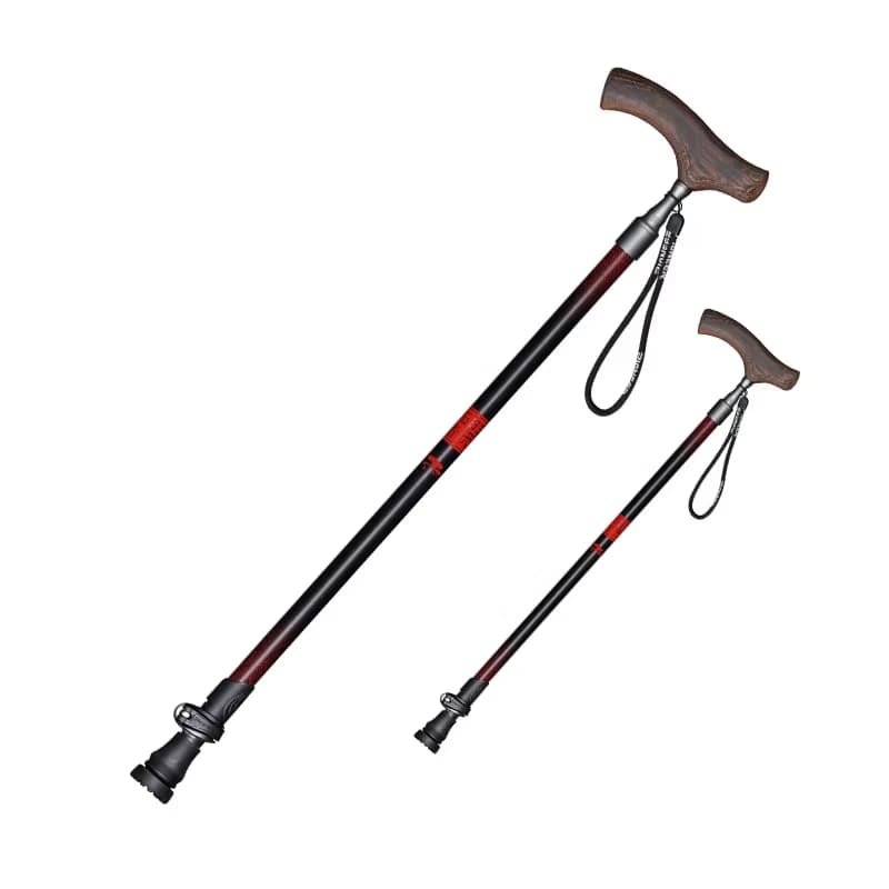 Walking poles with wooden T handle for tourism rod Trekking pole Nordic walking stick Trekking rings Ultralight bar