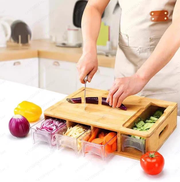 (Only Chopping Vegetables, Not Chopping) Bamboo Multi-functional Operating Table with Drawer, Cutting Board