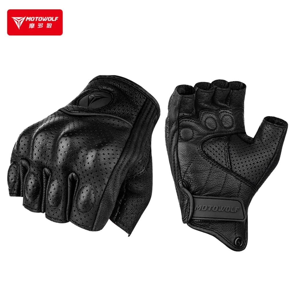Attrezzatura da moto Guanti da moto Guanti da moto in vera pelle mezze dita neri