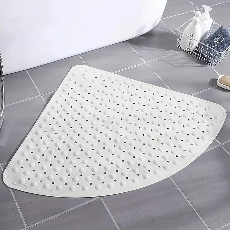 Tappetino da bagno angolare antiscivolo da 1 pezzo con ventose e fori di scarico, 21x21 pollici, tappetino da doccia in PVC tappetino da vasca lavabile in lavatrice