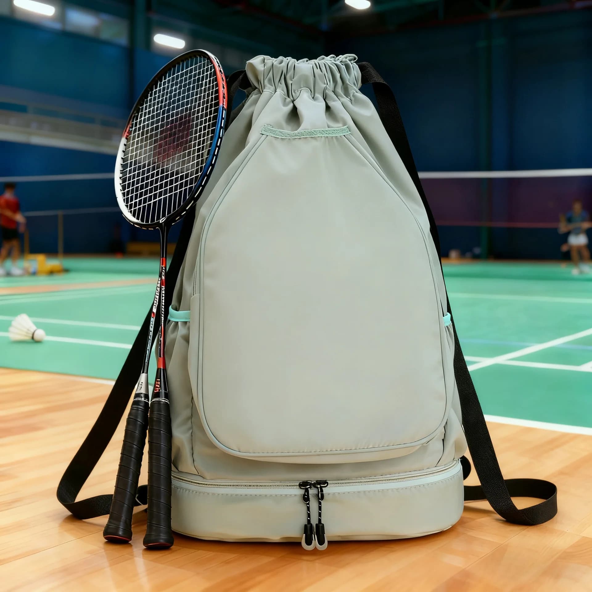 Lightweight Casual Racquet Bag – Drawstring Outdoor Backpack, Large Capacity Storage for Badminton & Tennis