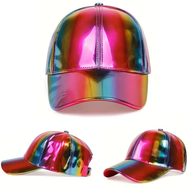 Fashionable baseball cap for hip-hop cap changing rainbow color Unisex casual adult waterproof hat Snapback Pu